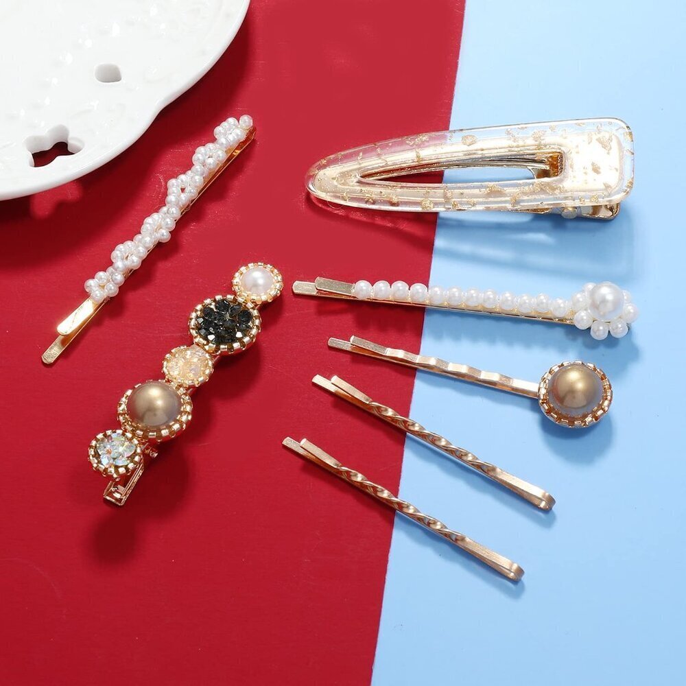 Women Hair Accessories Handmade Pearl Barrette Clip Set Flower Bobby Hairpins - Picture 5 of 8